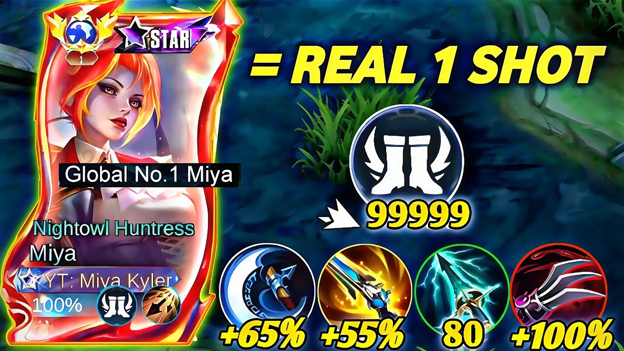MIYA 1 HIT DOMINATE TUTORIAL BUILD 2025!💀 (100% AUTO WIN.) Miya Best Build & Emblem 2025!!! - MLBB🔥