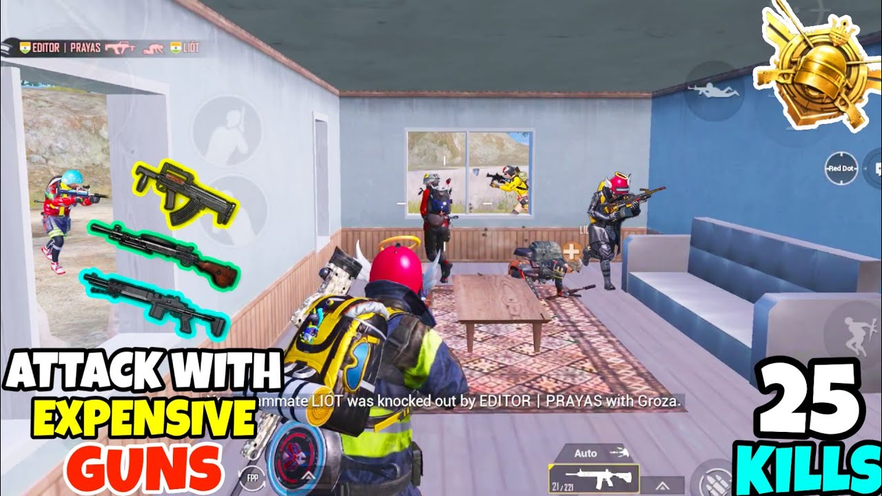 They Attacked Me With All The EXPENSIVE Guns in PUBG Mobile • (25 KILLS) • PUBGM (HINDI)