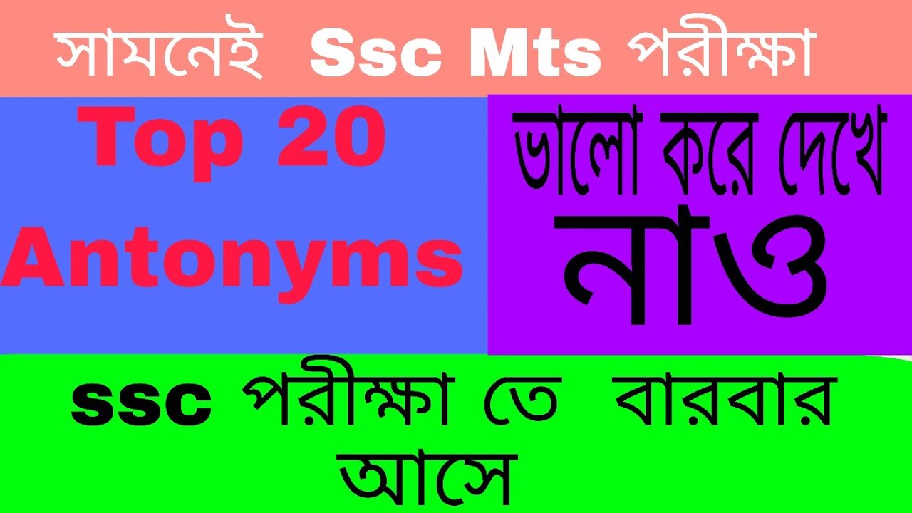 Top 20 Antonyms for SSC MTS & Group C // English Vocabulary for SSC Exams