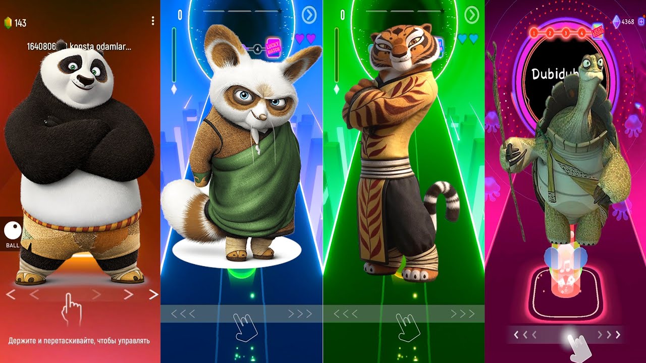 Tiles Hop Kung Fu Panda Battle 🐼 | Po vs Shifu vs Tigress vs Oogway | Tiles Hop EDM Rush!