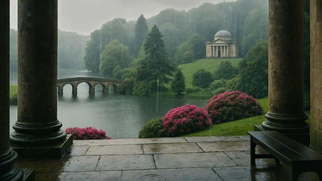 Pride & Prejudice&ndash;Inspired Stourhead Rain | 1-Hour 4K Cosy Ambience