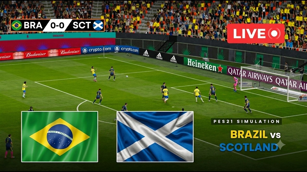 🔴 LIVE | Brazil vs Scotland - FIFA World Cup 2026 | PES 21 Simulation