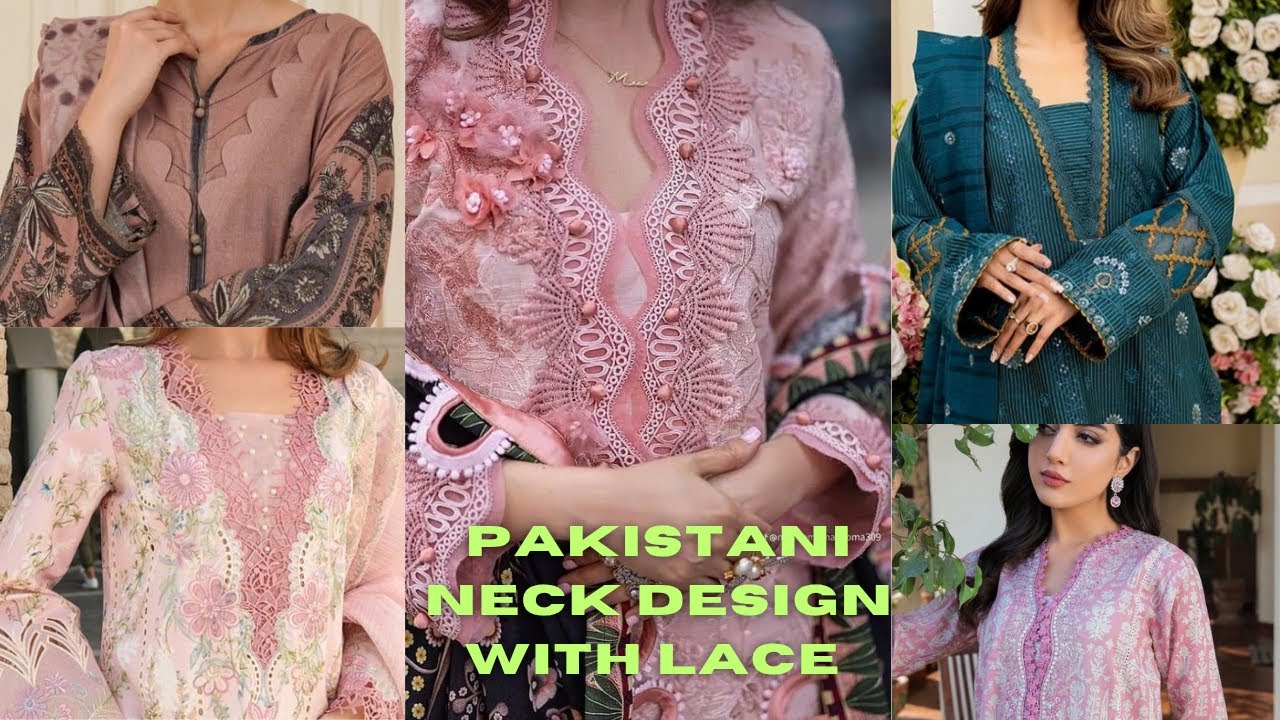 Pakistani neck design with lace,#pakistanisuits ,#pakistanidressdesignforgirls ,#lacework ,.