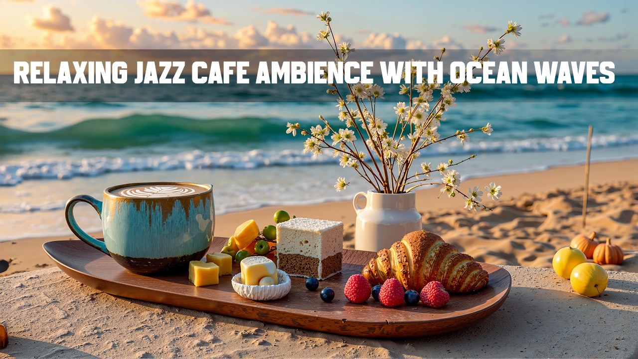 Beach Morning Coffee ☕ Relaxing Jazz Café Ambience with Ocean Waves