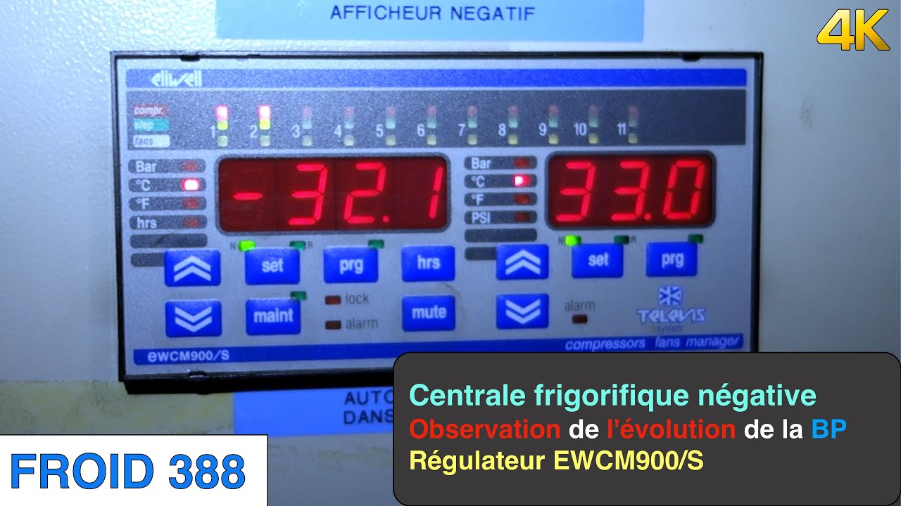 Froid388-Observation de l'évolution de la BP centrale frigorifique négative-régulateur EWCM900