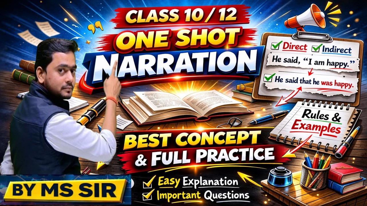 Narration (Direct & Indirect Speech) Full Chapter in One Shot Class 10 & 12 English Grammar |MS Sir