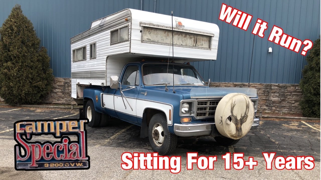 1978 Chevy C30 Dually Camper Special & Vintage Camper Part 2 Will it run after sitting for 15+Years?