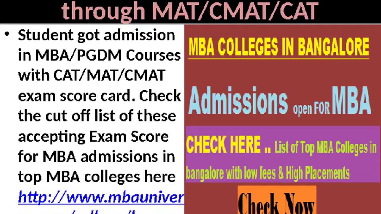 Top MBA Colleges in Bangalore through MAT CMAT CAT