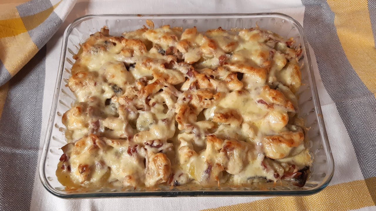 Gratin de pommes de terre, poulet et champignons 🥬🧀#263