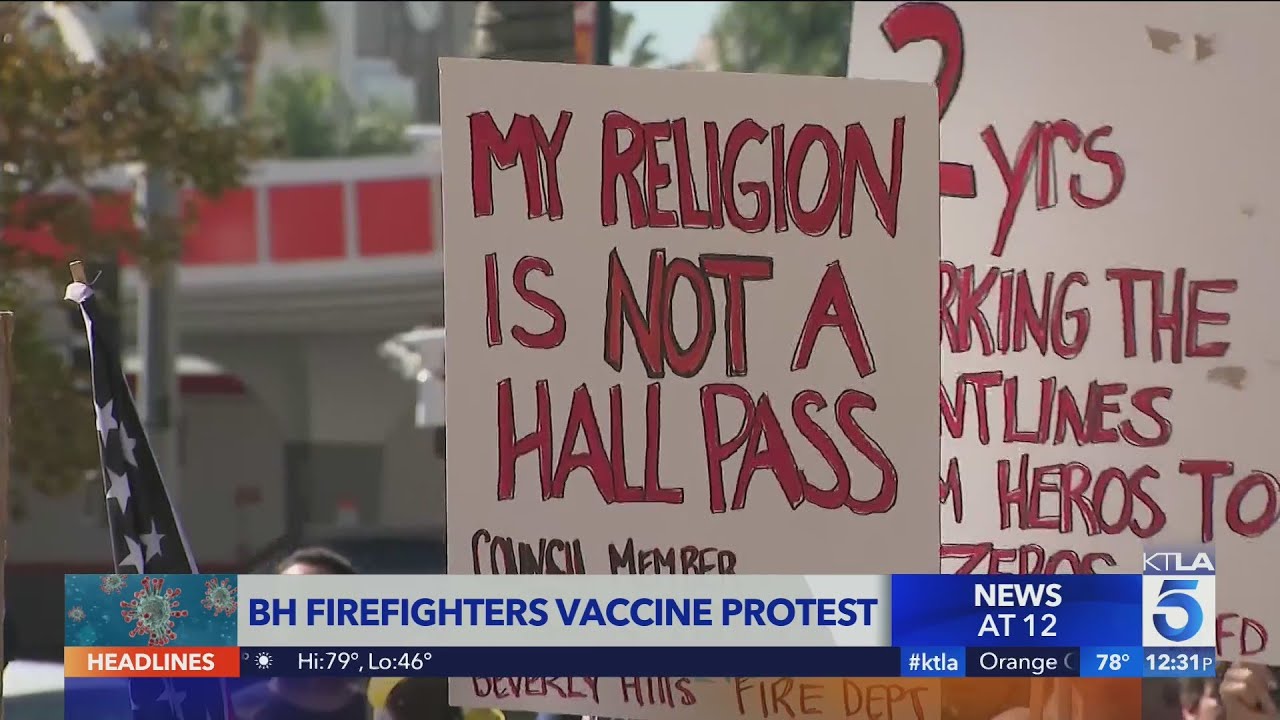 Beverly Hills firefighters protest against vaccine mandate