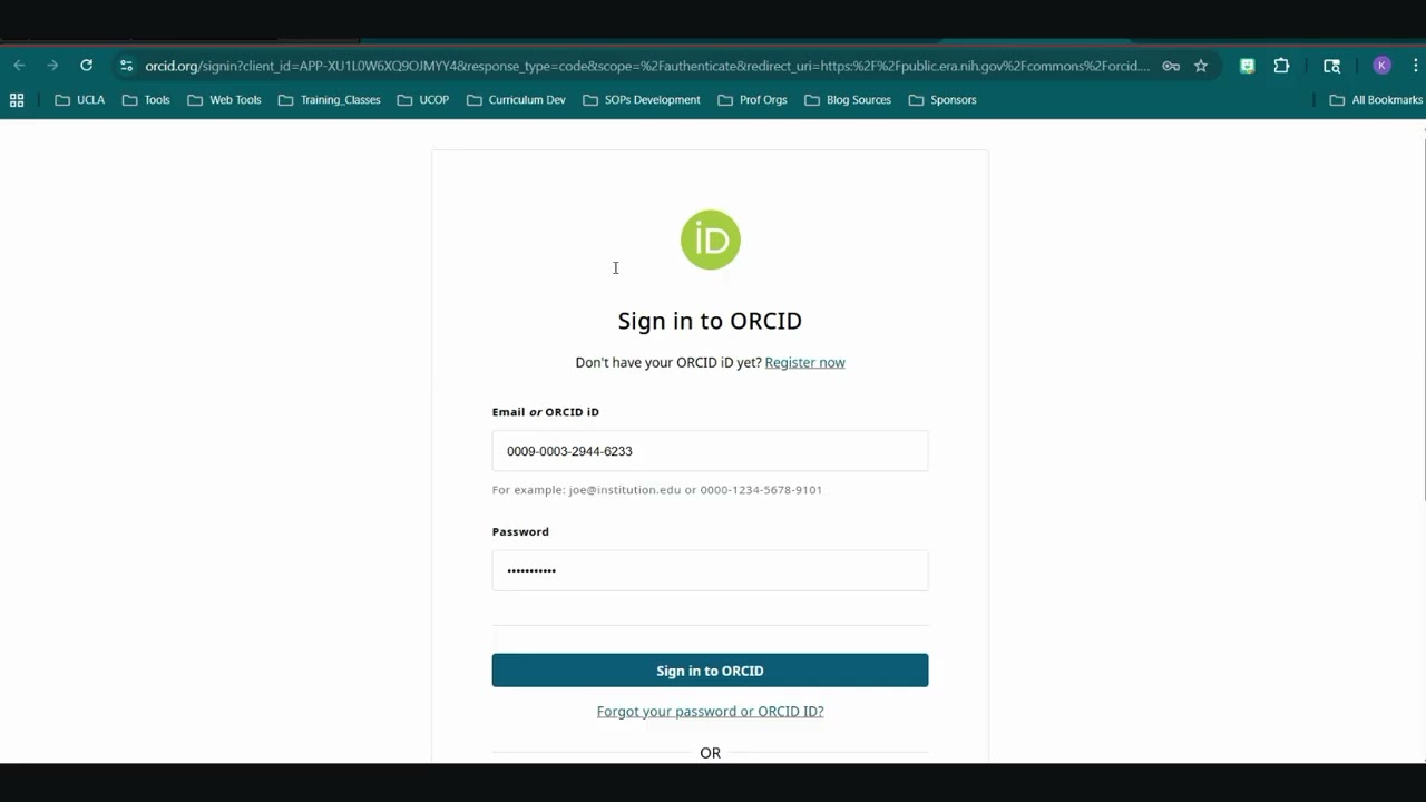 Link ORCID iD and eRA Commons