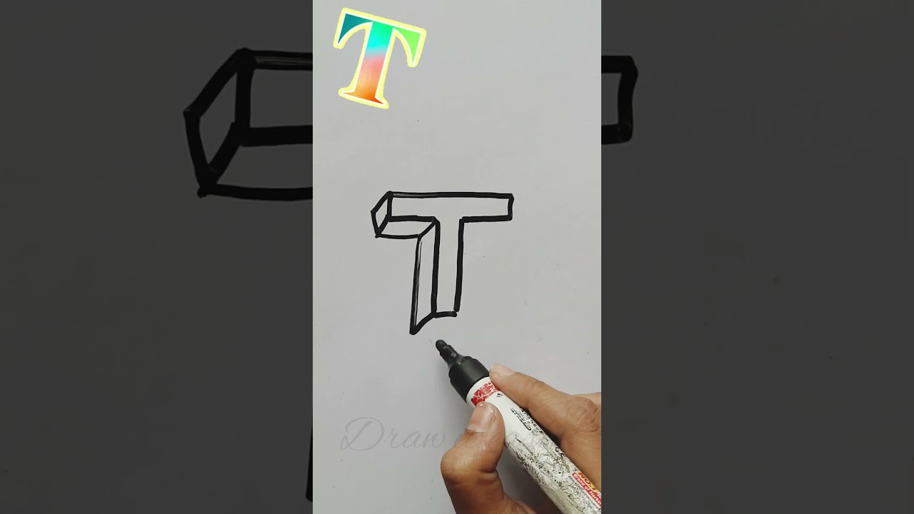 3D 😍 T 😍 drawing #easydrawing #easydrawingforbeginners #viral #art #shorts #ytshorts #subscribe #3d