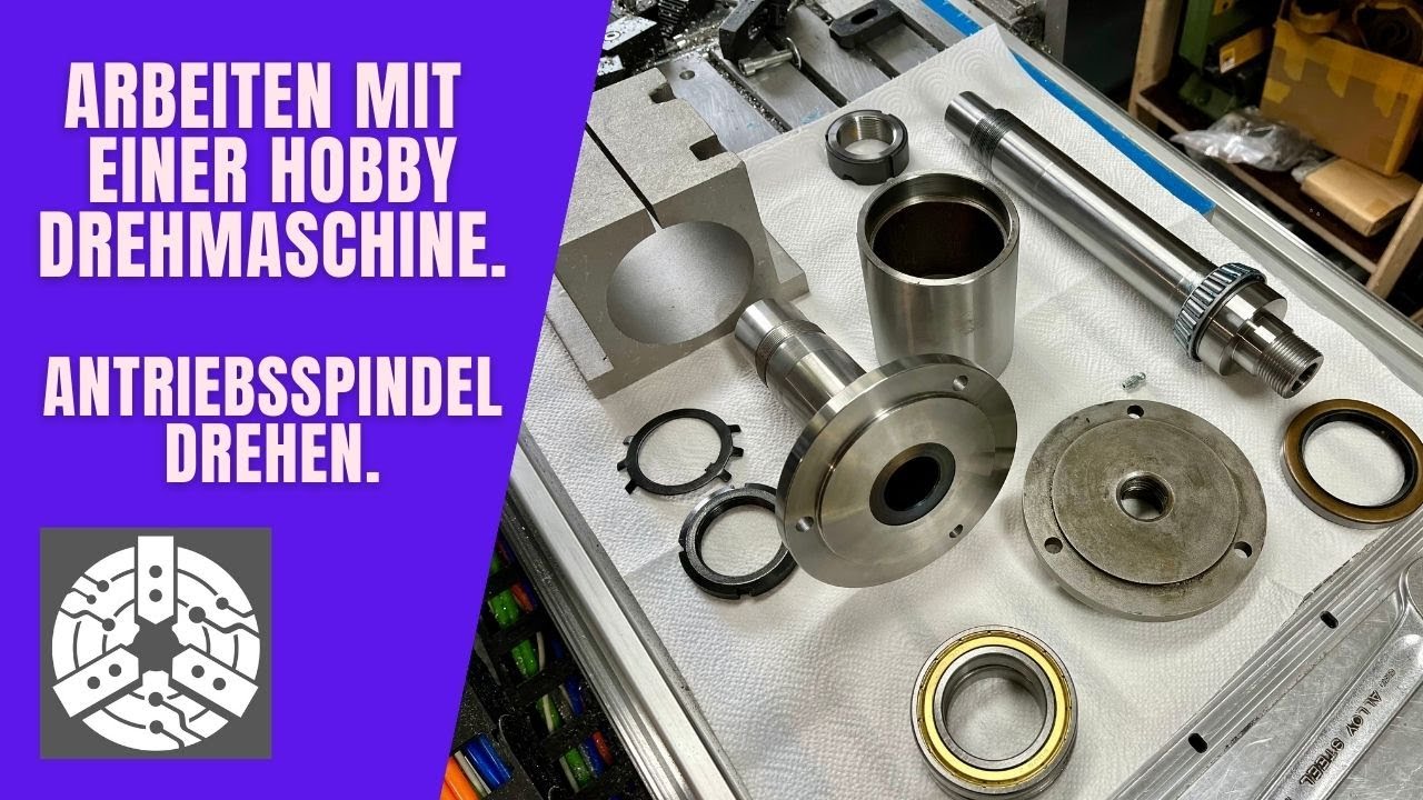 Arbeiten mit einer Hobby Drehmaschine - Antriebsspindel drehen.