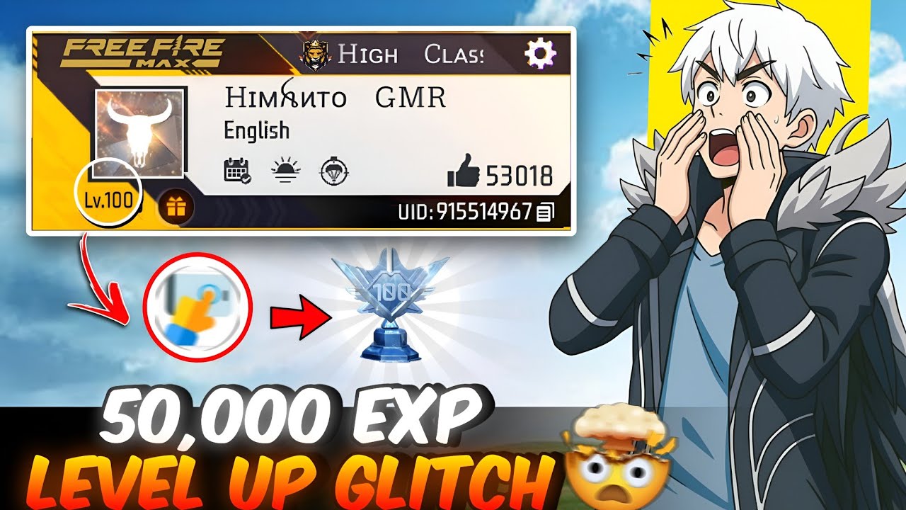 Free Fire Level Up Glitch🤯 par DAY 50,000 EXP  Setup🤩