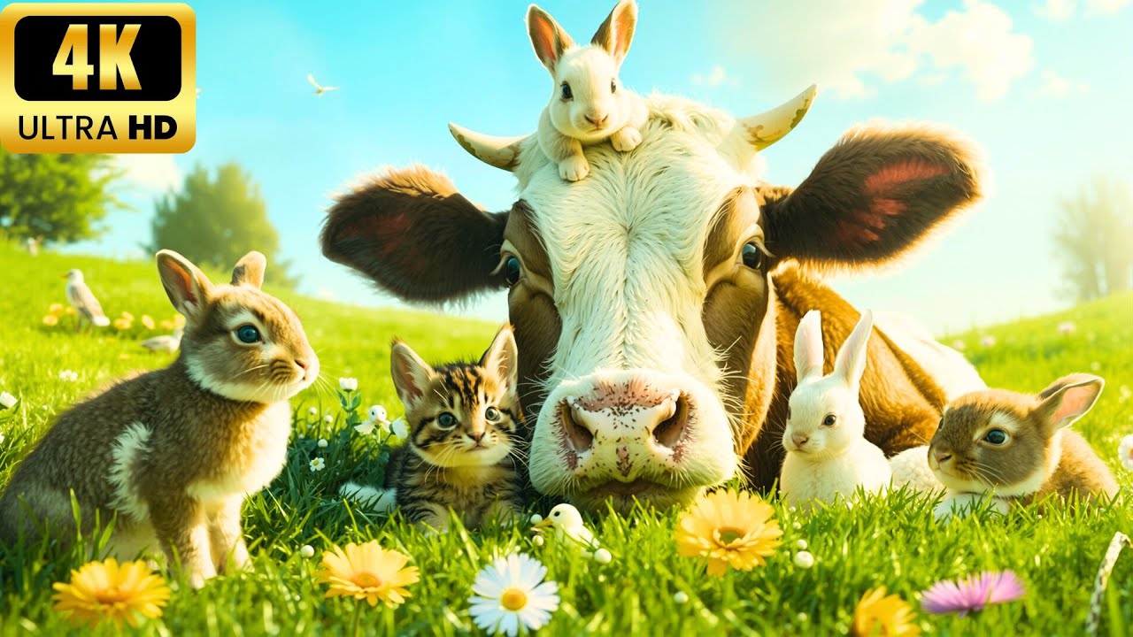 Cute Baby Animals 4K - Serene Adventures with Nature's Little Companions and Peaceful Music