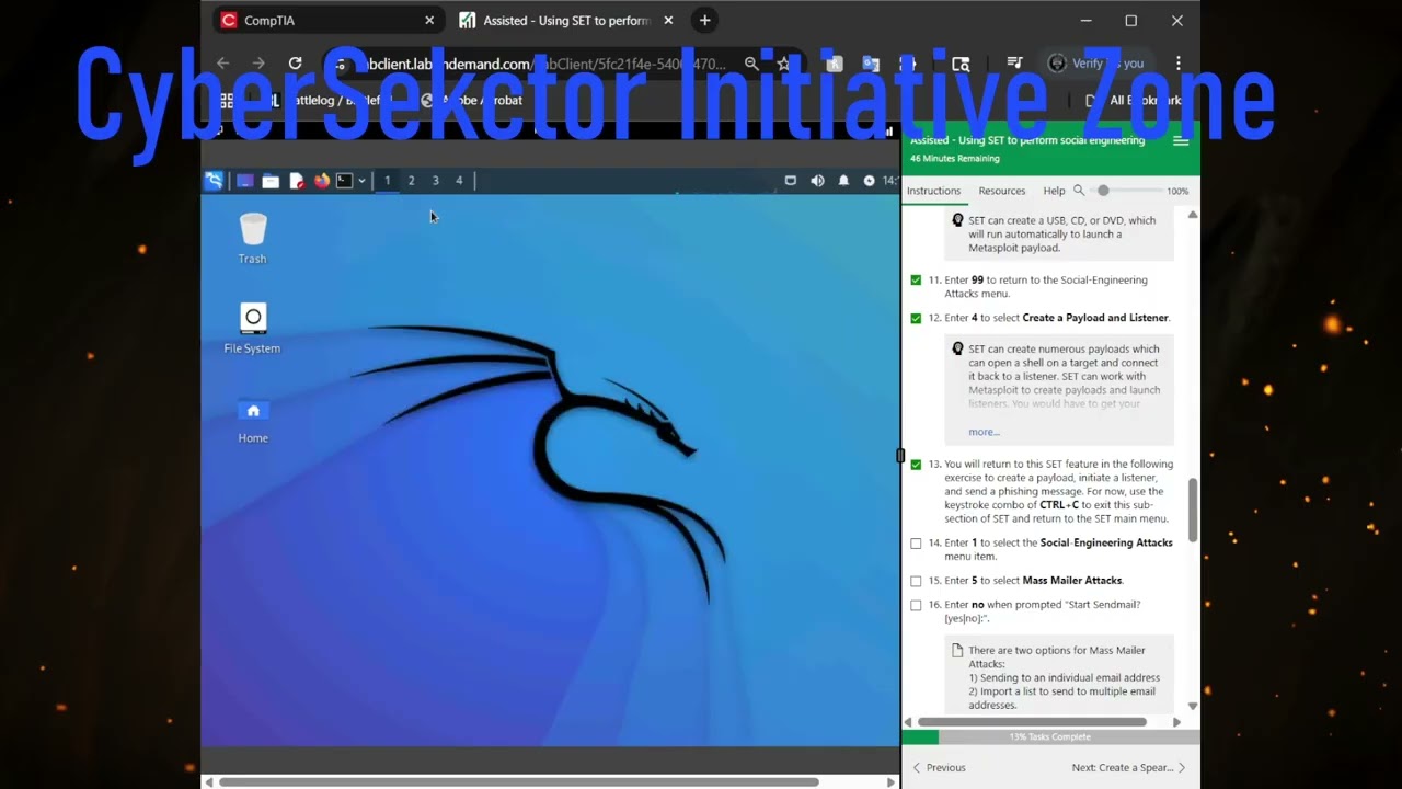 CompTia Security+ SY0 701 Certmaster Lab #4 Using SET to Perform Social Engineering