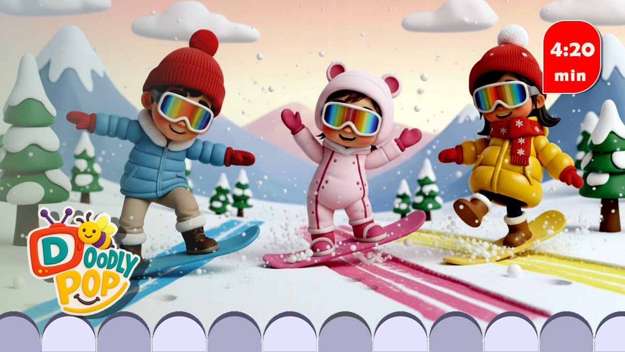 Snow Fun Song ❄️ | Kids Winter Activities ⛄ Sled, Skate, Snowboard | Doodly Pop
