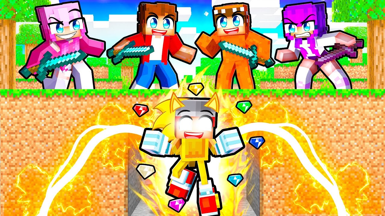 HUNTERS vs SUPER SONIC Speedrunner in Minecraft!