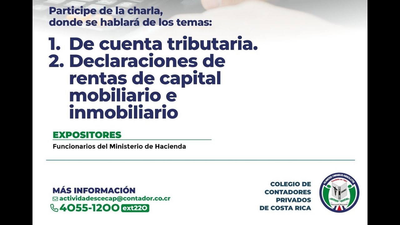 Charla: "Cuenta Tributaria y declaraciones de rentas de capital mobiliario e inmobiliario"