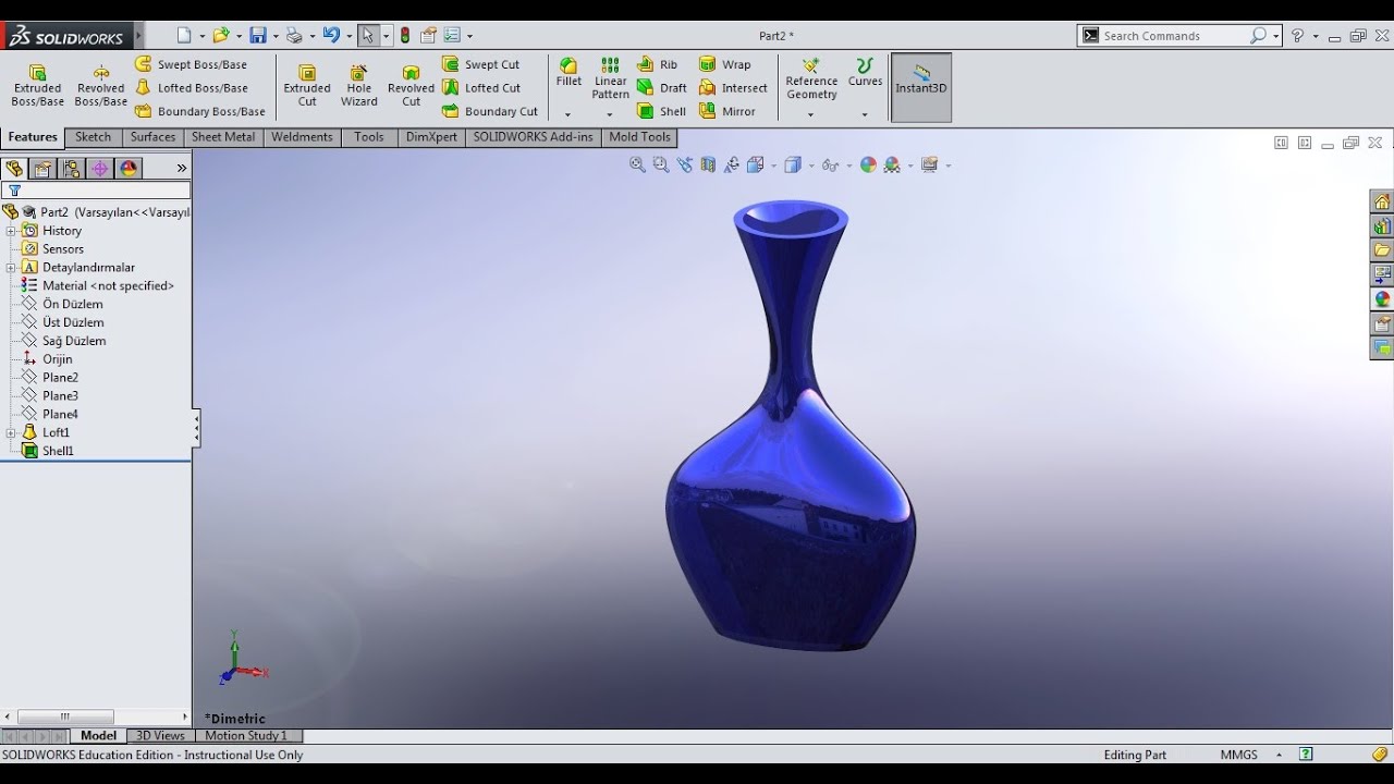 Vazo Loft Solidworks Eğitim Vase