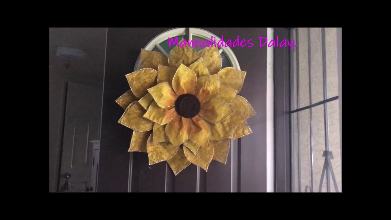 How to make sunflower yute flower(Como hacer un girasol grande) crafts tutorial