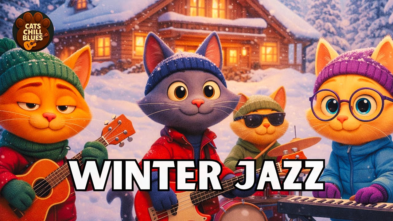 Cats Chill Band ❄️ 2H Cozy Winter Jazz & Blues 2026 | Snowy Chalet Vibes for Relaxation
