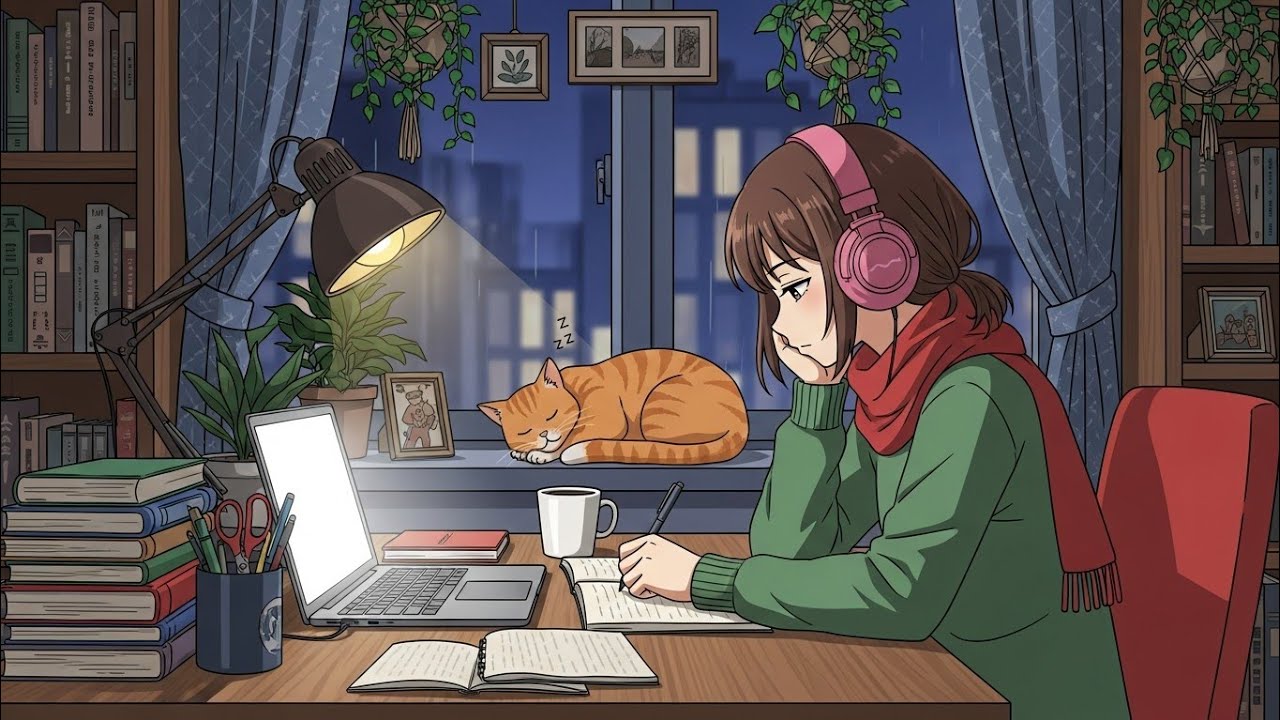 ☕📚 Deep Focus Beats for Study, Work & Relaxation 🌙✨🌧️ Cozy Rainy Night Lofi