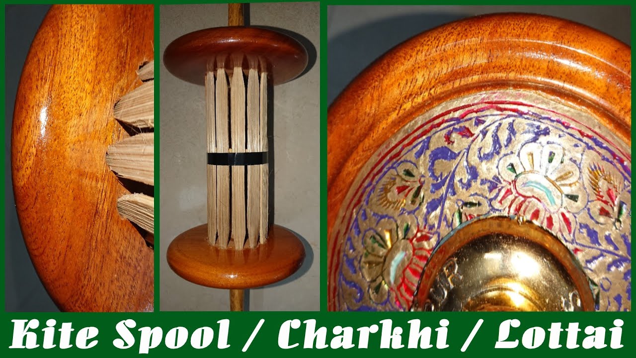 Wooden Kite Spool | Charkhi |  Lottai - Brass Plated | Rosewood | at patangdori.com | Unboxing