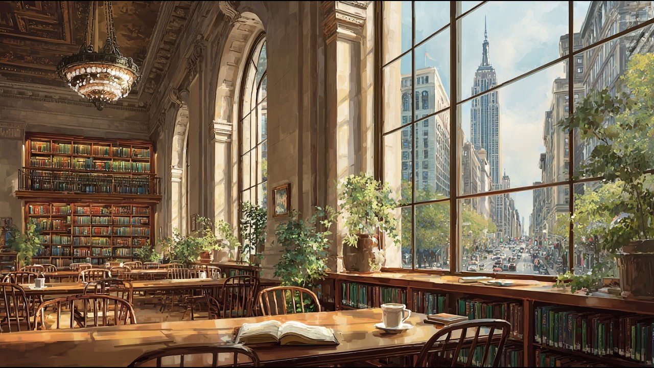 𝐀𝐟𝐭𝐞𝐫𝐧𝐨𝐨𝐧 𝐢𝐧 𝐍𝐞𝐰 𝐘𝐨𝐫𝐤 ☀️ Relaxing Jazz & Instrumental Music — Blooming Window View | Good Mood