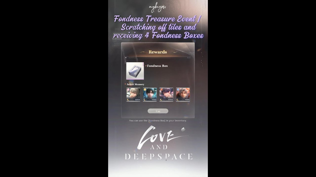 Fondness Treasure Event | Scratching off tiles and receiving 4 Fondness Boxes | Love and Deepspace