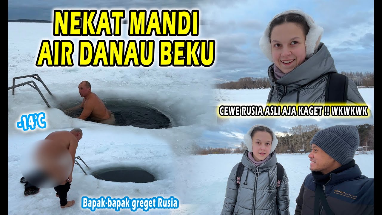 KAGET LIHAT OM-OM RUSIA NEKAT TELANJ4NG MANDI DI DANAU ES MUSIM DINGIN - vlog daily life in russia