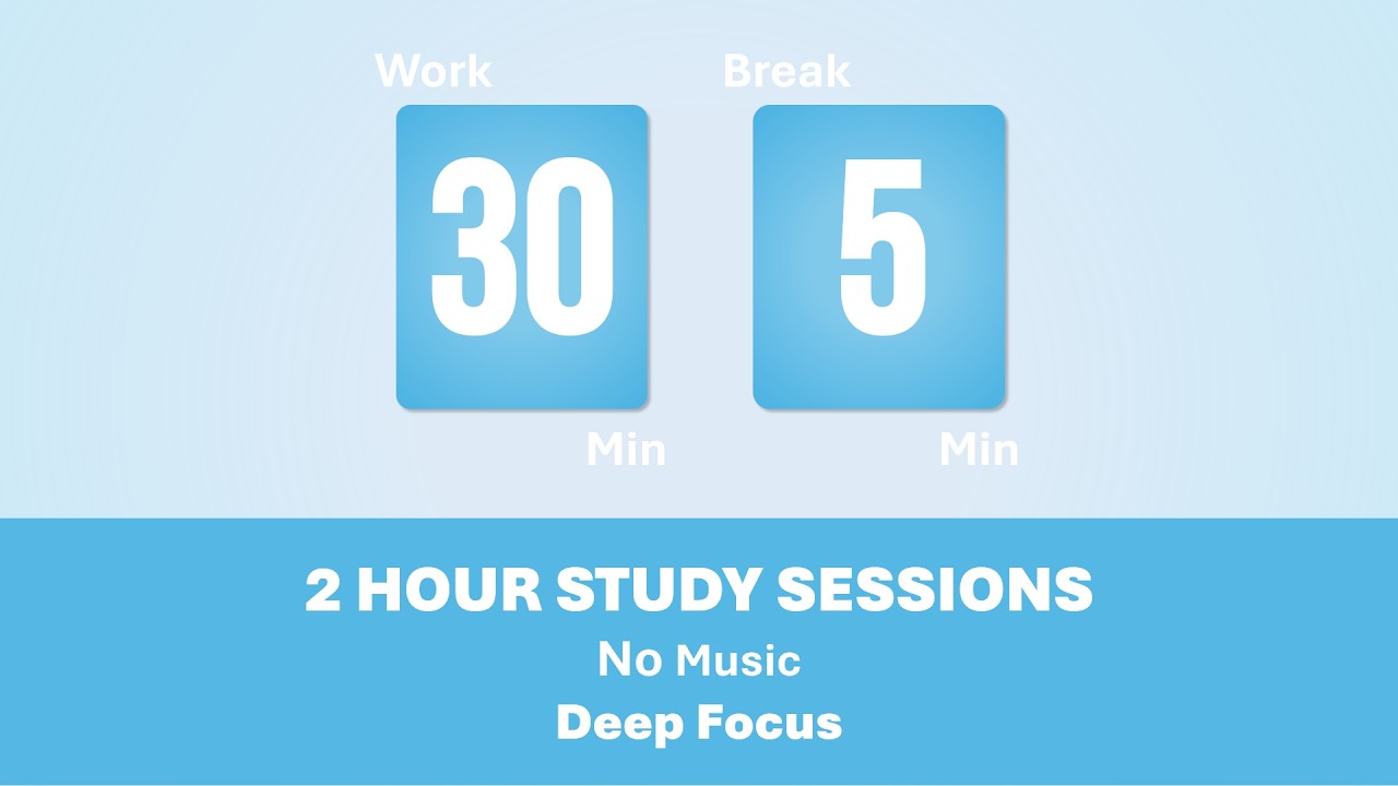 30/5 Pomodoro Timer ☁️❄️  2 Hours study | No music | Soft Aesthetic | Pastel Blue Timer