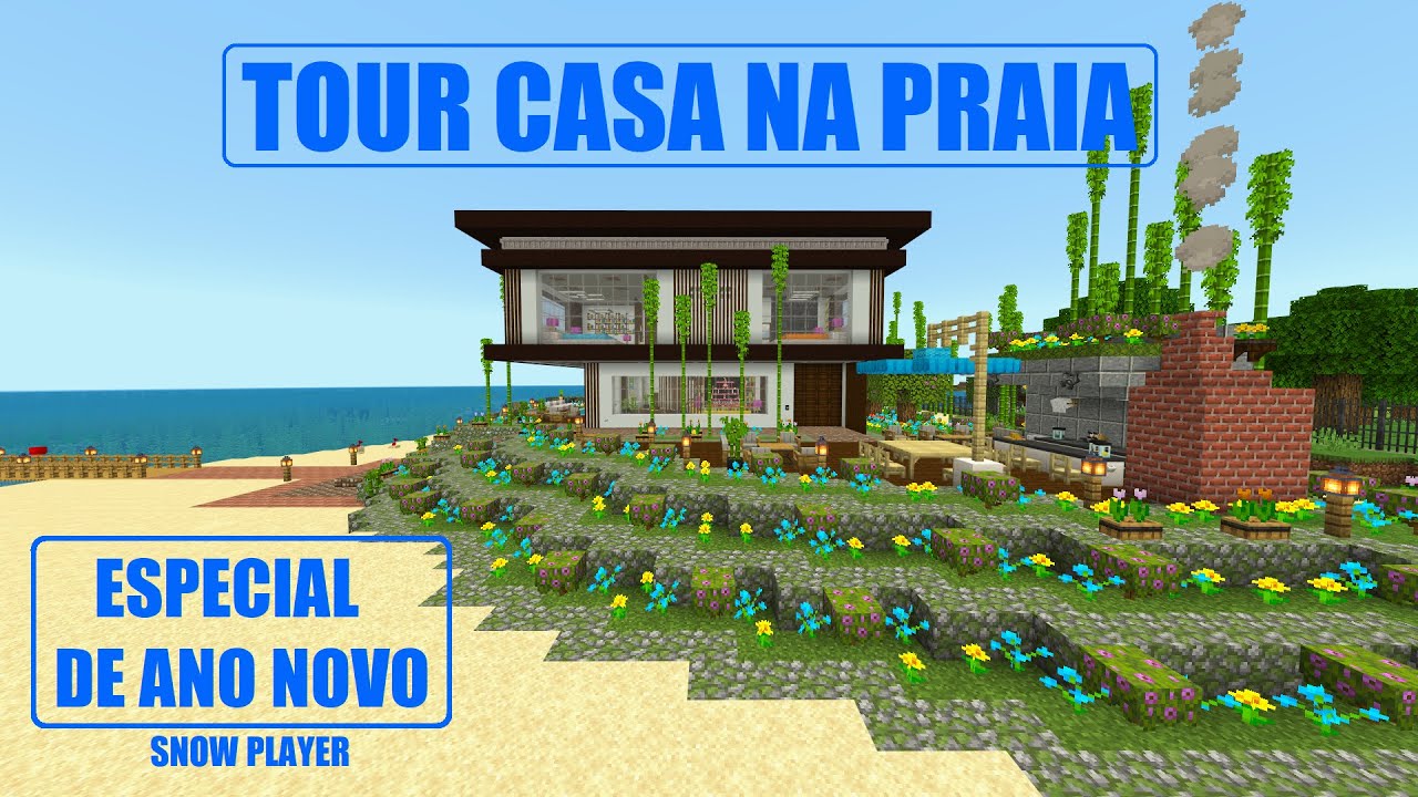 Minecraft | Especial de ano novo Tour casa na praia | Com mods