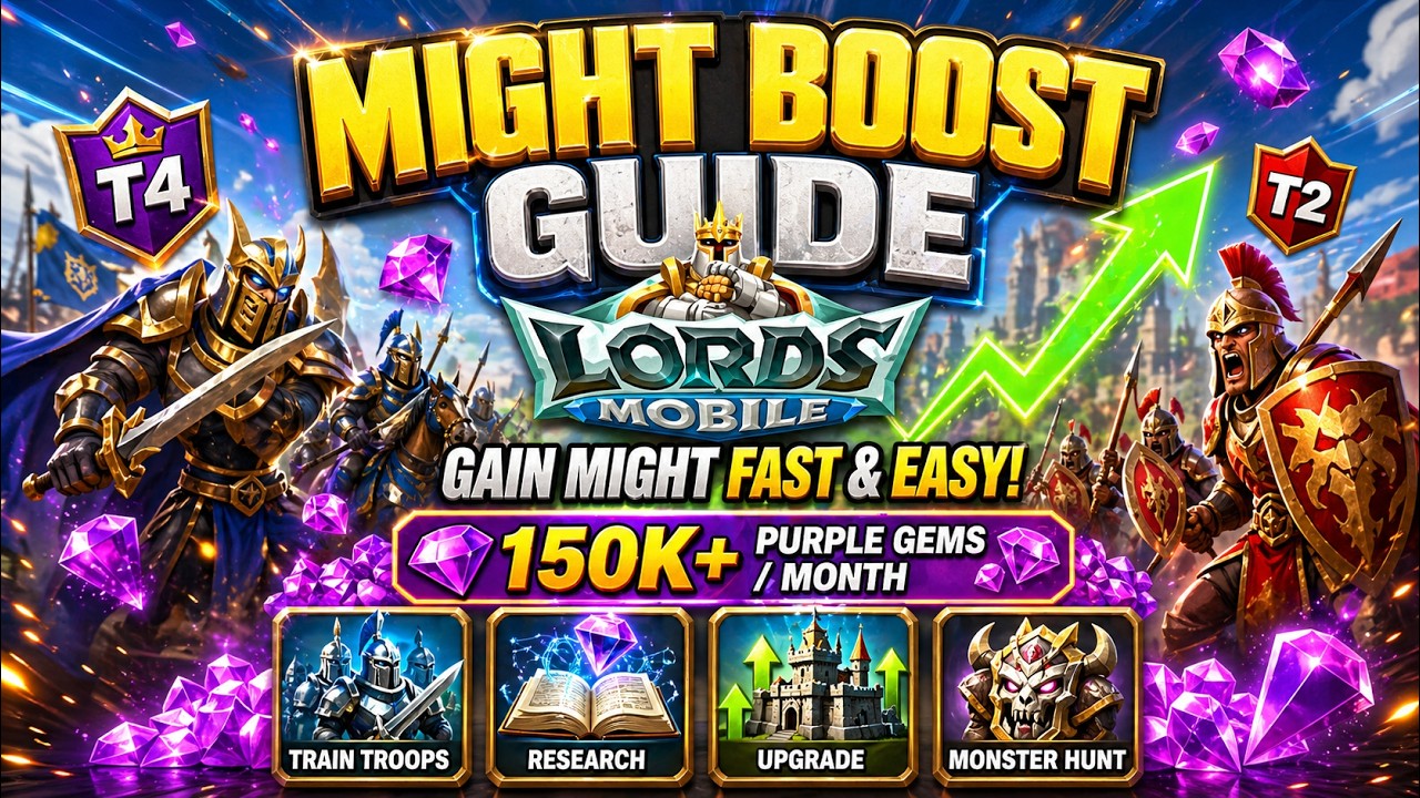 How to increase might FAST in Lords Mobile | 600-700 Million Might increase in 1 year | 150K gems/M.
