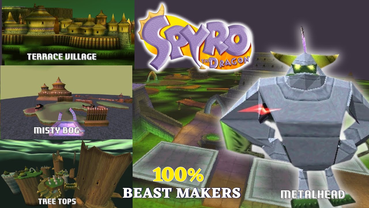 SPYRO THE DRAGON - 100% Beast Makers - PS1 Classic Gameplay