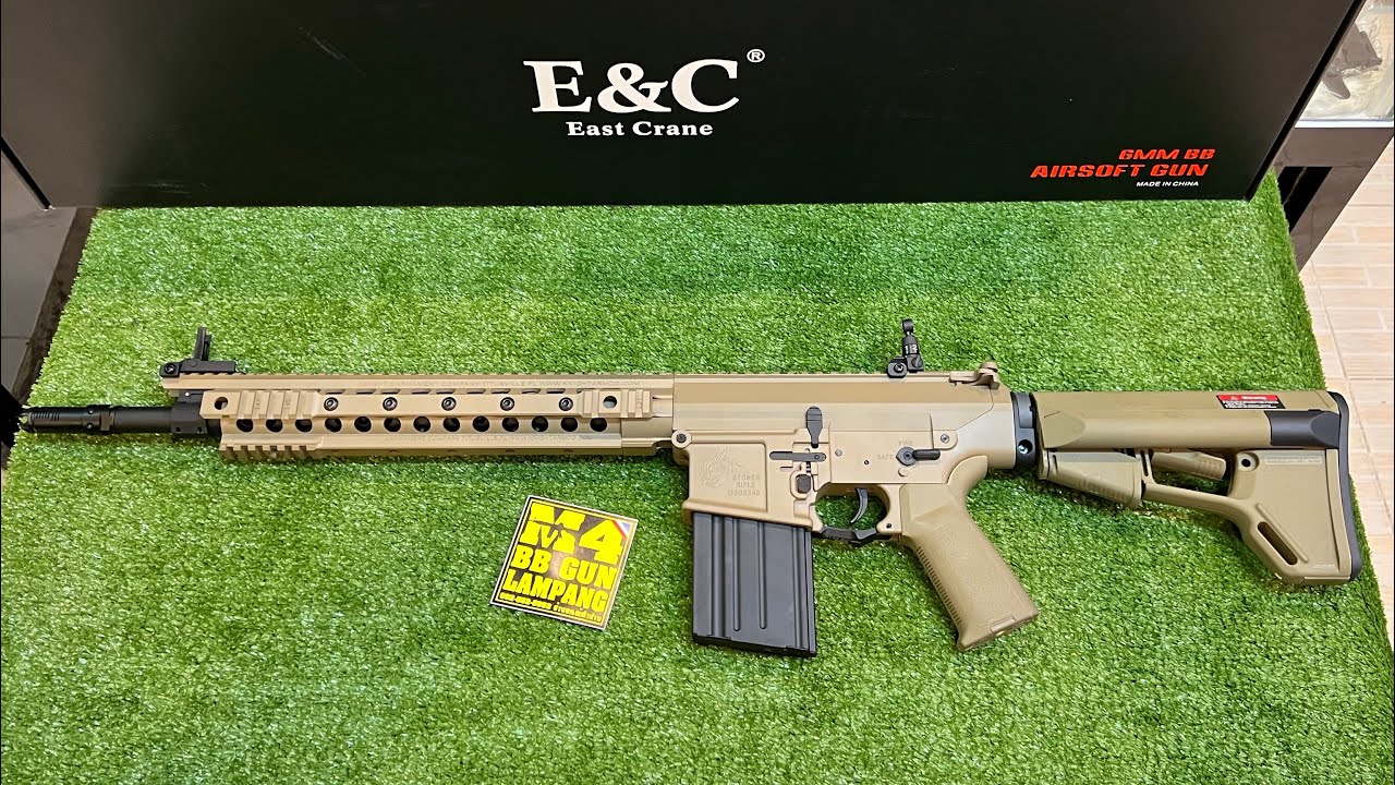 E&C 902-1 DE S2 M110 SR25 บอดี้ 7.62 ปืนใหม่แกะกล่องพร้อมทดสอบขนาดนำ้หนักความยาวความแรงลูกบีบี