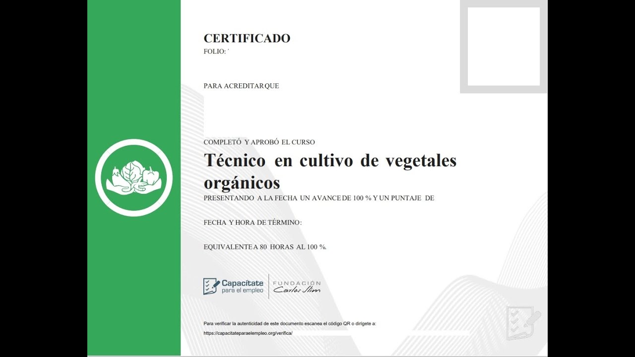 Técnico en cultivo de vegetales orgánicos de la página capacitateparaelempleo.org