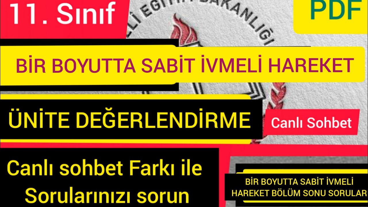 Bir Boyutta Sabit İvmeli Hareket Ünite Değerlendirme (MEB Kitabı)
