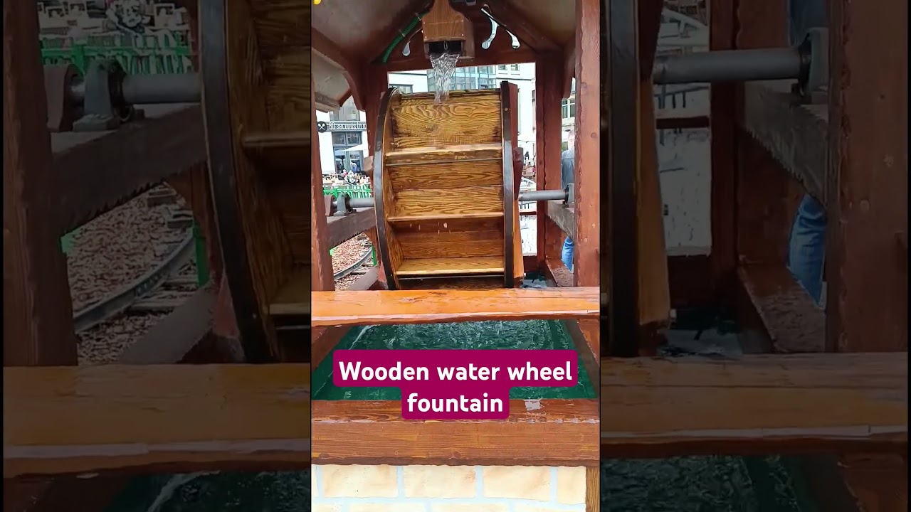 water wheel wooden fountain....