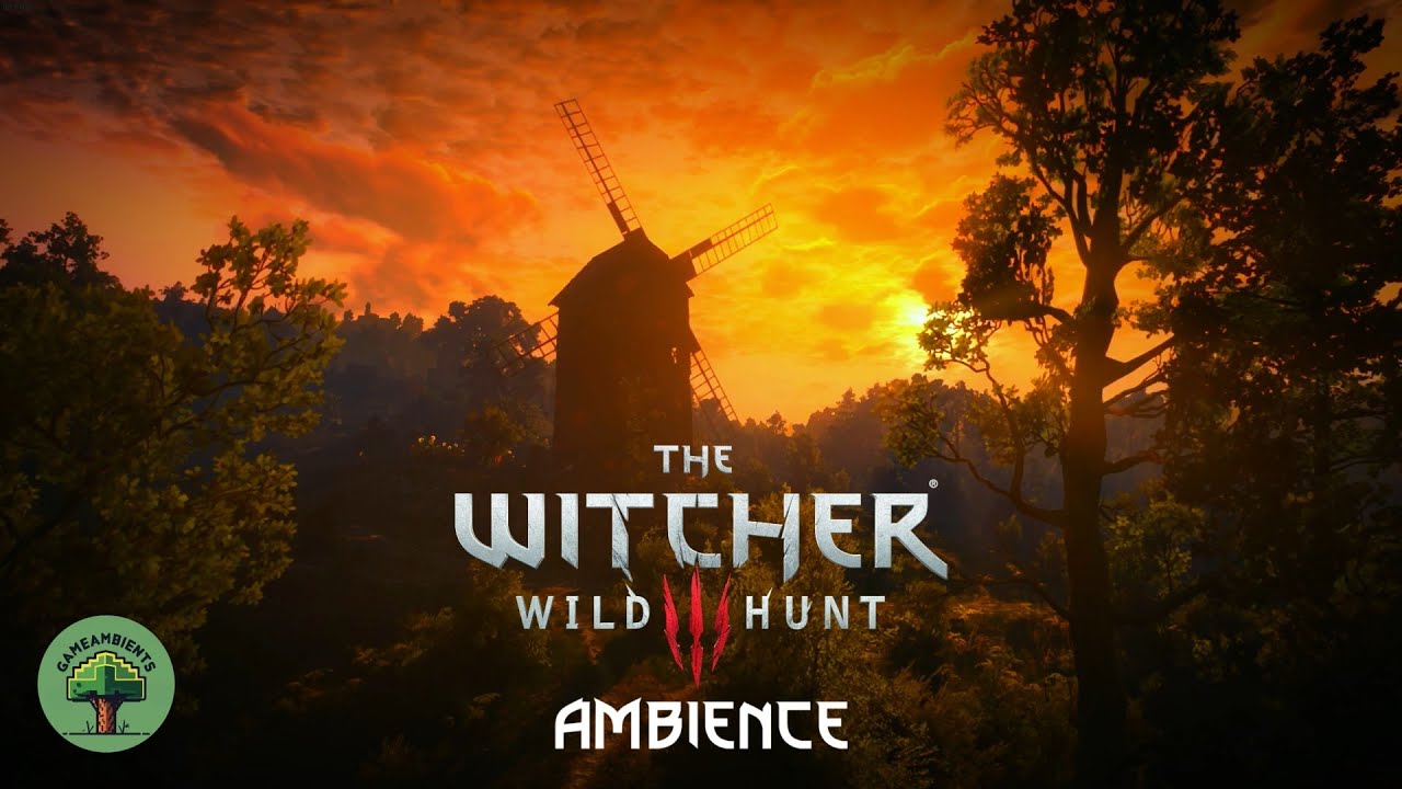 Setting Sun at a Windmill  -  Witcher 3 Ambience And Music  -  Sleep  /  Study  /  Relax