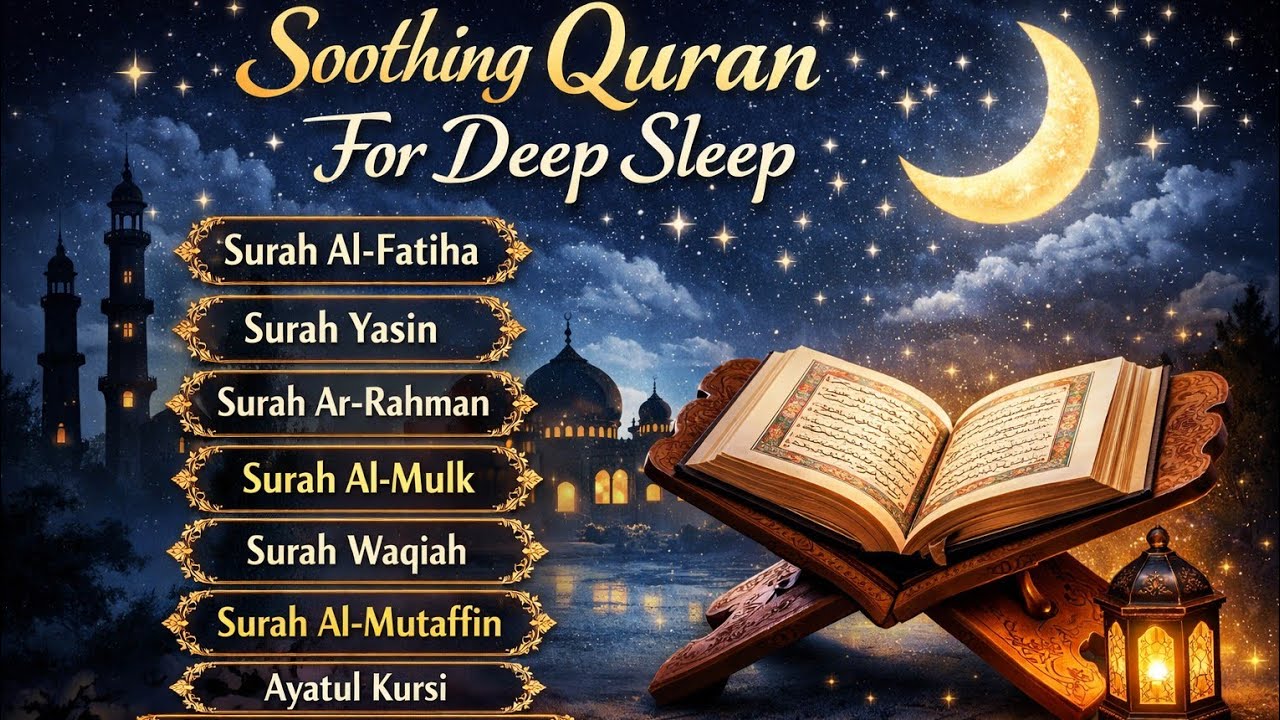 Soothing Quran for Deep Sleep | Surah Fatiha, Yasin, Ar-Rahman, Mulk | Peaceful Recitation |