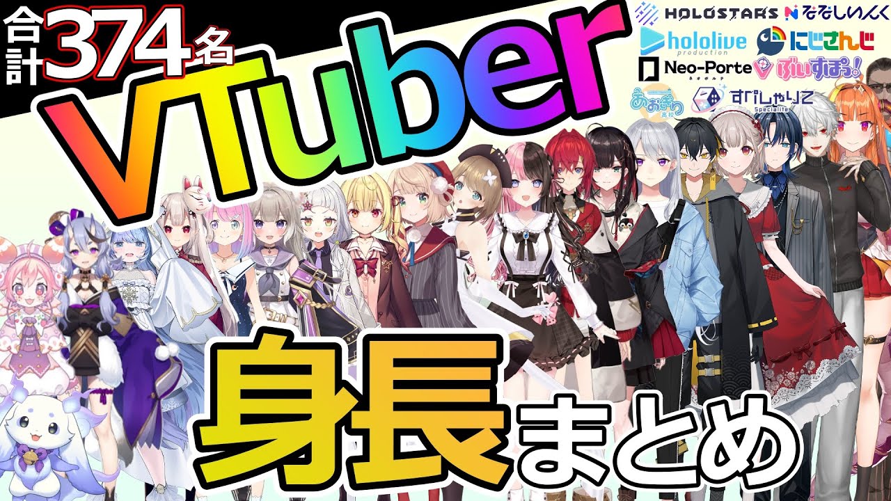 【V374名まとめ】VTuber身長まとめ #vtuber #ホロライブ #にじさんじ #ぶいすぽ #ネオポルテ #すぺしゃりて #ななしいんく #ホロスターズ  #あおぎり高校