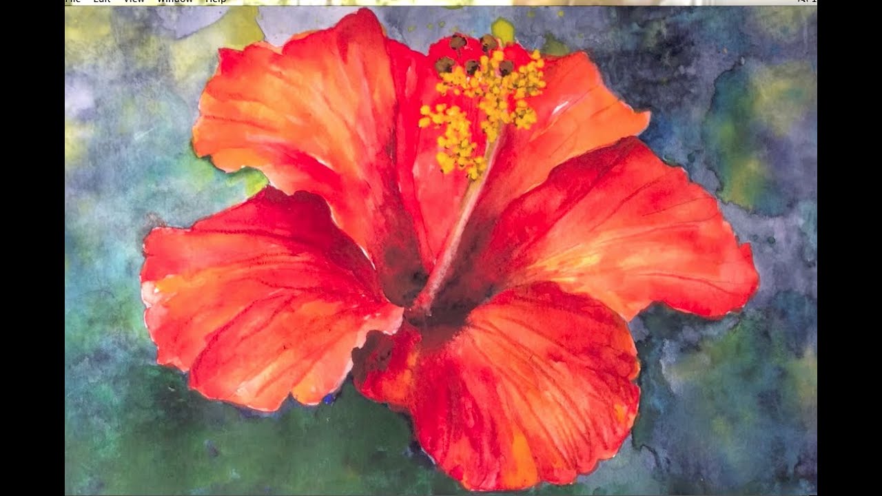 Hibiscus flower watercolor painting tutorial, an easy and fun lesson. #irmgardart