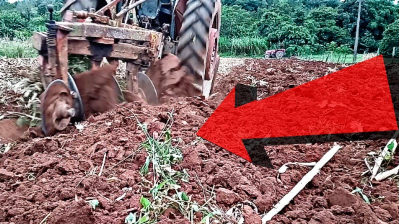 ARANDO terra com arado de três discos com o trator 65x