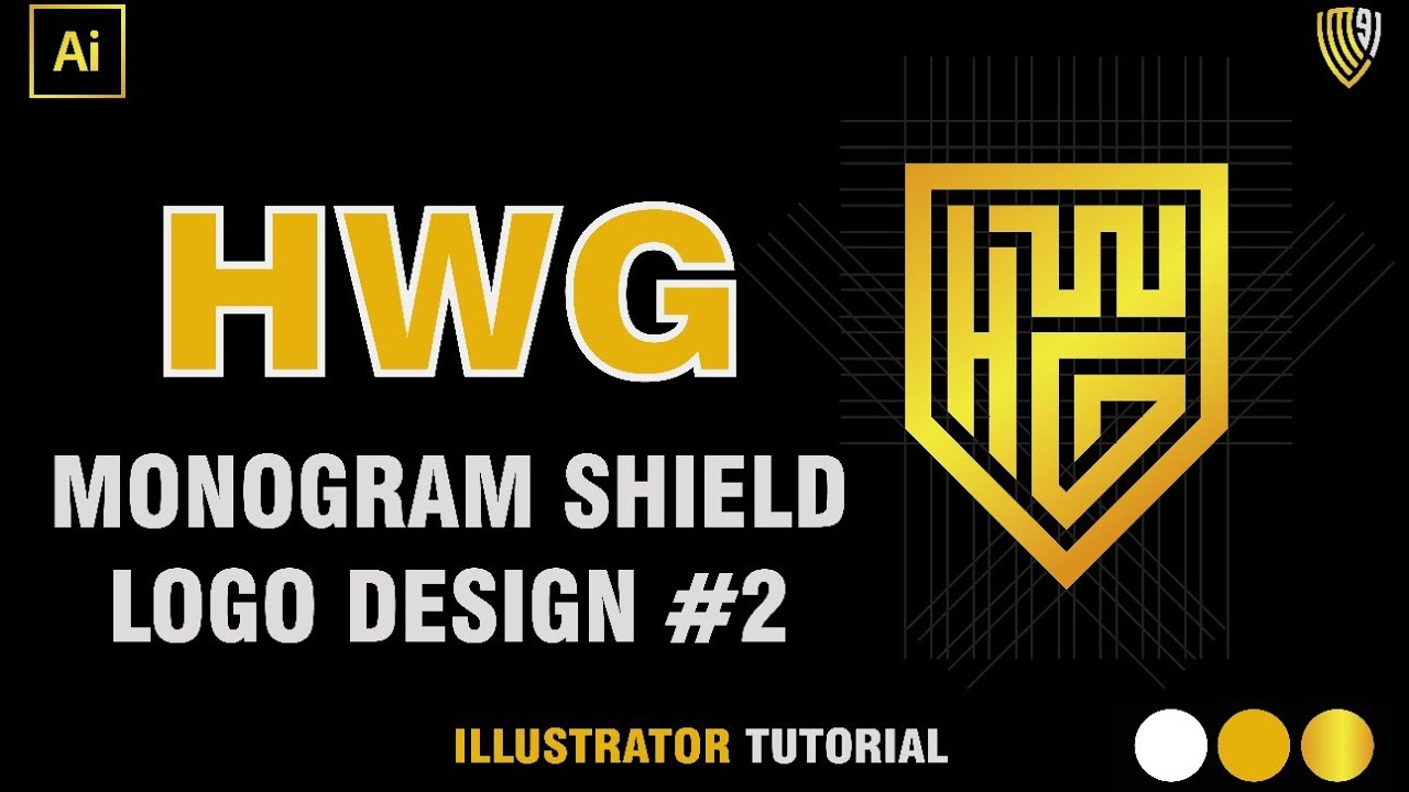HWG Monogram Shield #2 Logo Design With a Grid | Adobe Illustrator Tutorial