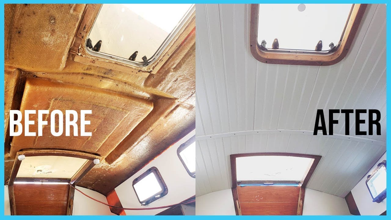 65. DIY Vinyl Cabin Headliner | Learning the Lines - DIY Sailing
