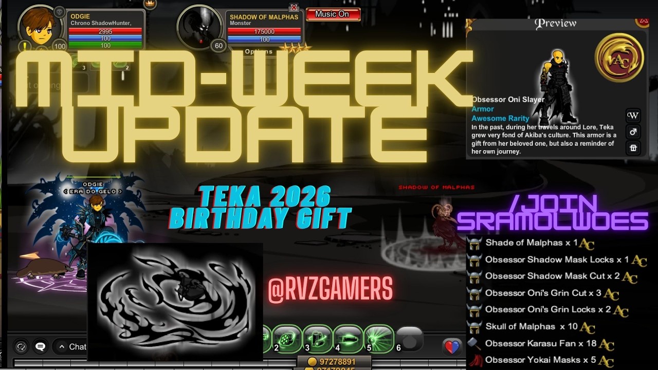 AQW | MID-Week Update▪️Teka 2026 Birthday 🎁🐦&zwj;⬛🪽🚀/Join sramolwoes Ⓜ️Shadow of Malphas
