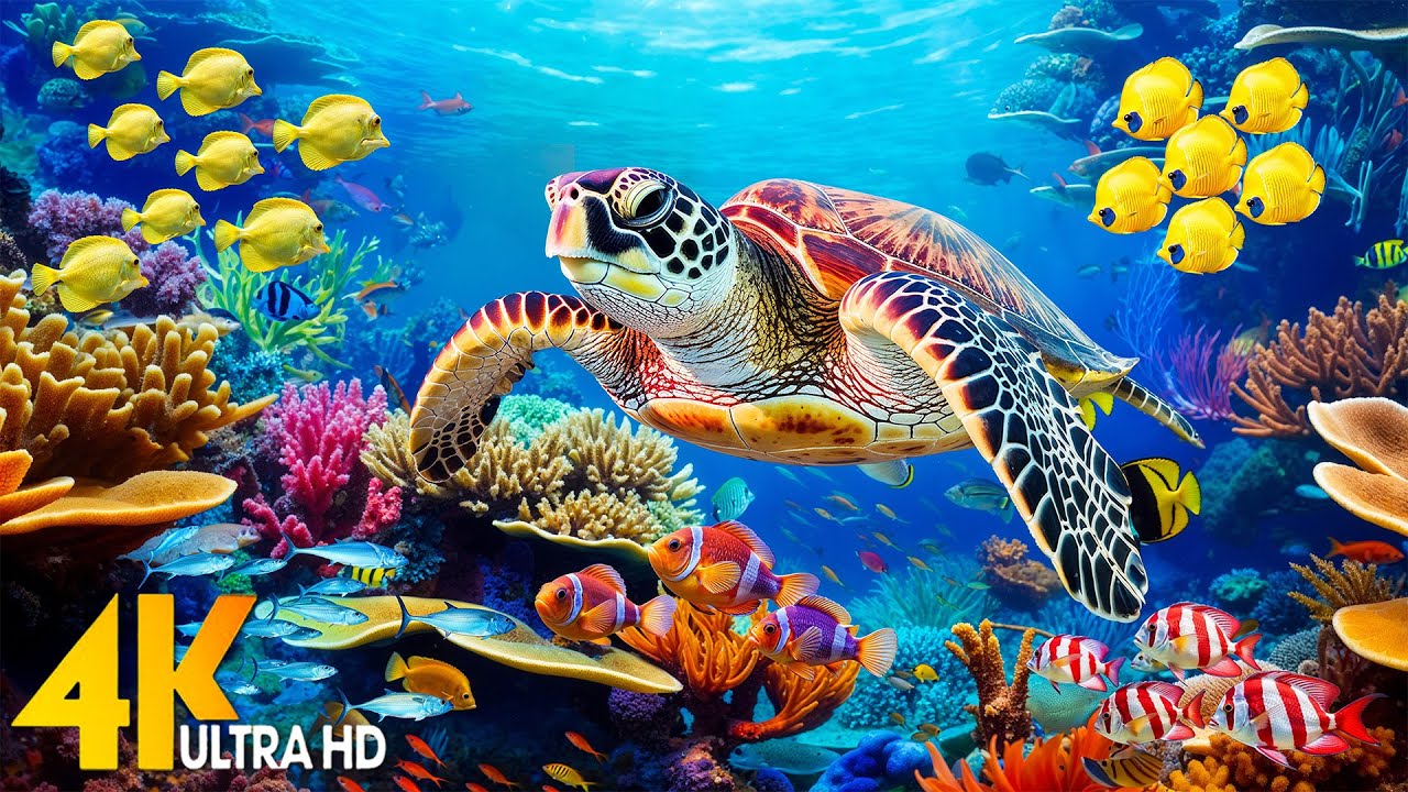 Underwater Wonders 4K - Stunning Coral Reef, Fish, Jellyfish & Relaxing Sleep Meditation Music