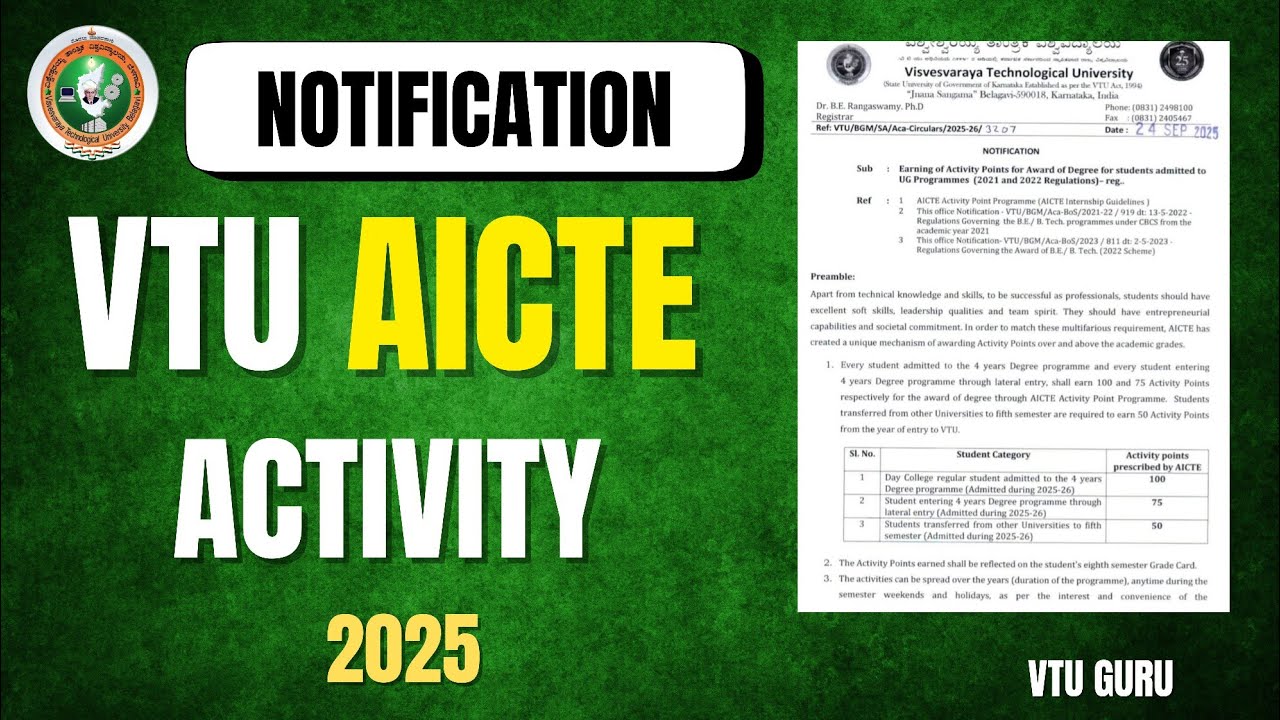 VTU AICTE Activities Notification | VTU Notification 2025 | VTU Circular | VTU AICTE Activity 2025