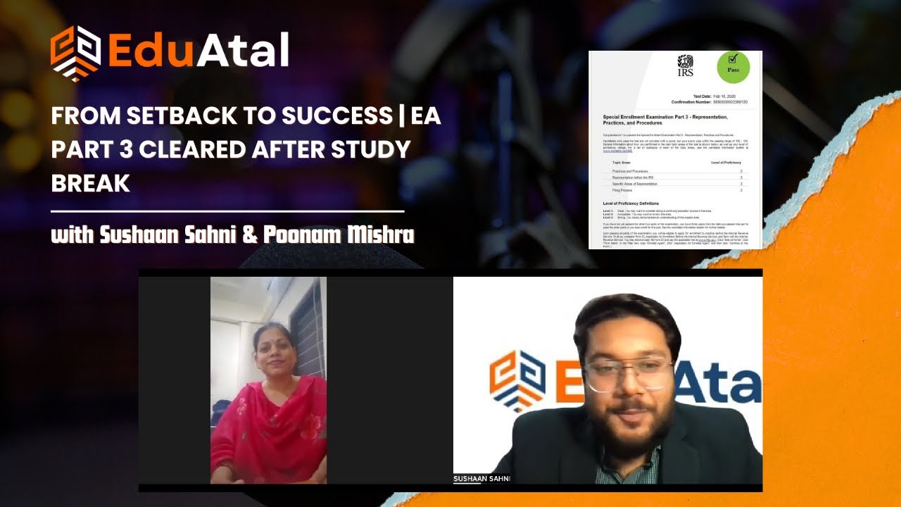 From CA Inter to EA EXAM PASS After Years of Academic Gap| EduAtal Success Story #eaexam #academic